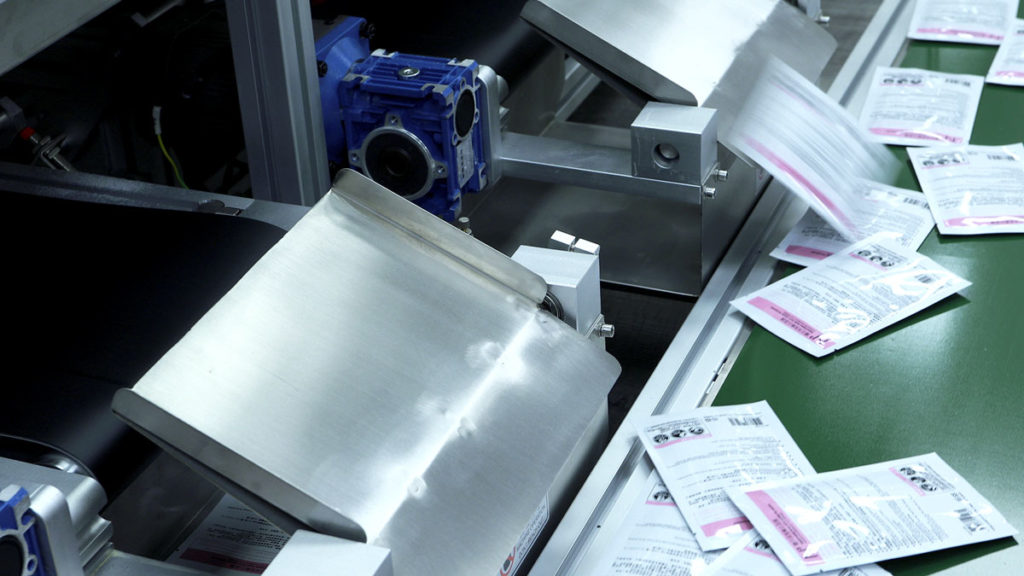 Close up of automated production line in the factory